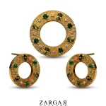 تصویر نیم ست طلا مولتی کالر سبز